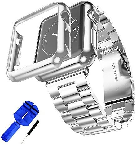 HUANLONG Compatible with Apple Watch Band, Solid Stainless Steel Metal Strap Band w/Adapter+Case ... | Amazon (US)