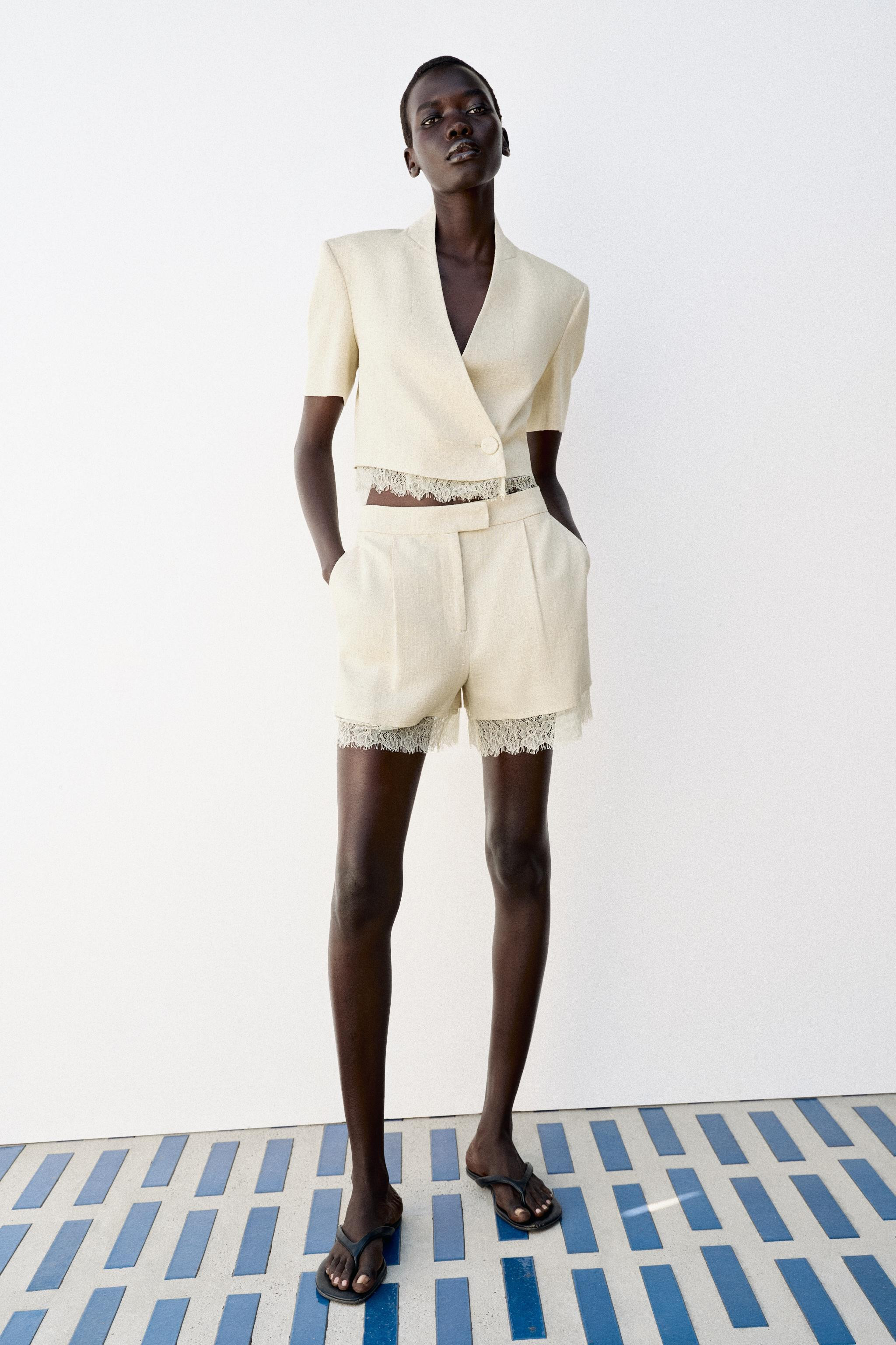 LACE TRIM SHORTS | Zara US