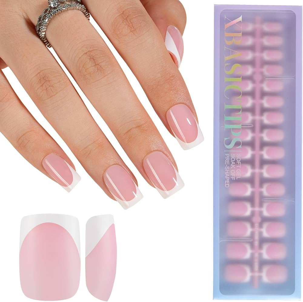 Misssix XBASICTIPS French Tip Press On Nails, 150Pcs French Gel Nail Tips Short Square, Soft Gel ... | Amazon (US)