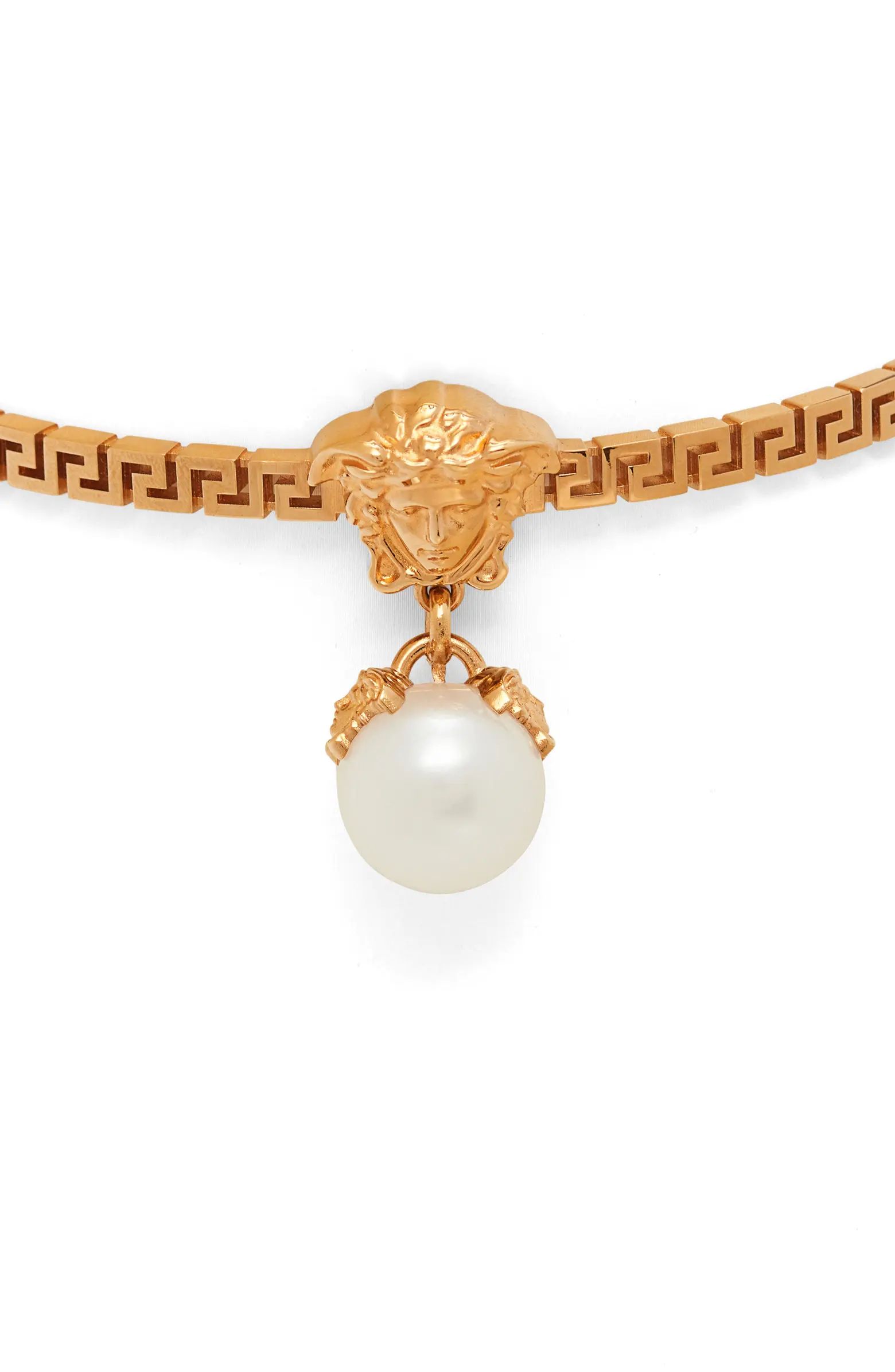 Versace Medusa Imitation Pearl Pendant Choker Necklace | Nordstrom | Nordstrom