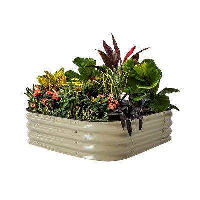 Vego Garden 4-in-1 Modular Raised Rectangular Metal Outdoor Garden Bed Pearl White 42"x42"x11" | Target