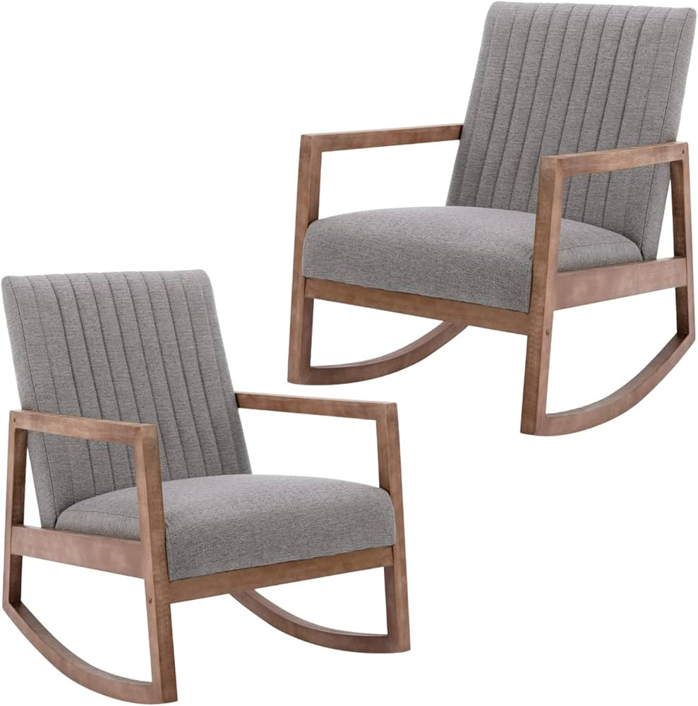 CIMOO Rocking Chairs Set of 2 Mid Century Modern Recliner Accent Chair Comfy Lounge Arm Chair for... | Amazon (US)