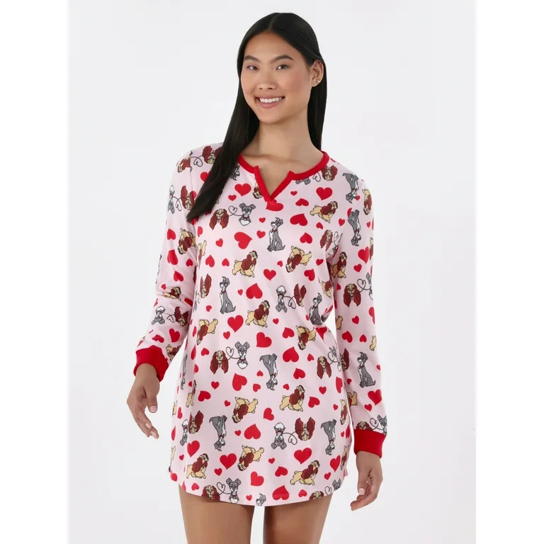 Disney Lady and The Tramp Women's Valentine's Day Lounger, Sizes XS-3X - Walmart.com | Walmart (US)