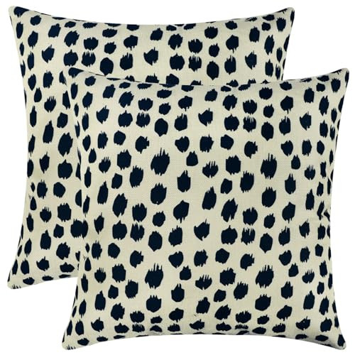 famibay Outdoor Waterproof Pillow Covers 18x18 Outdoor Decorative Pillows Set of 2 Polka Dot Throw Pillow Covers Farmhouse Outside Pillows for Patio Furniture Porch(Black and Cream) | Amazon (US)