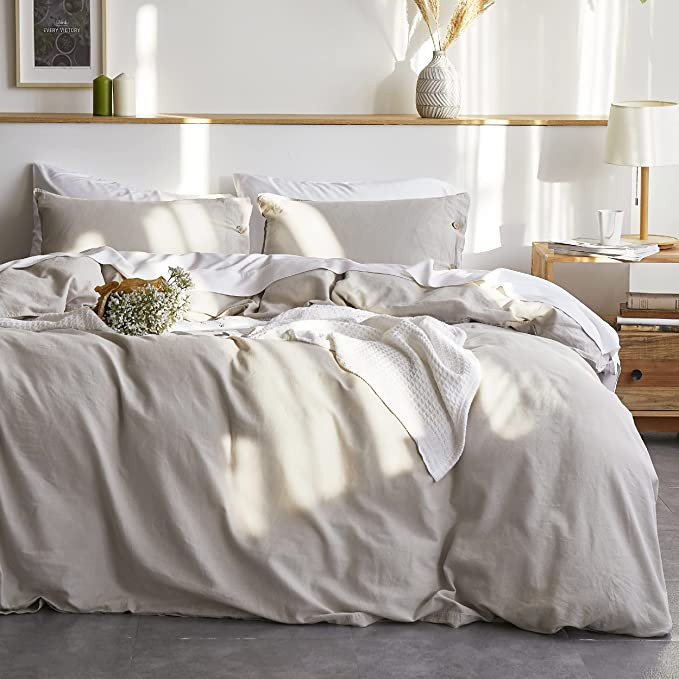 Bedsure Linen Duvet Cover King Linen Cotton Blend Duvet Cover Set - 3 Pieces Comforter Cover Set ... | Amazon (US)