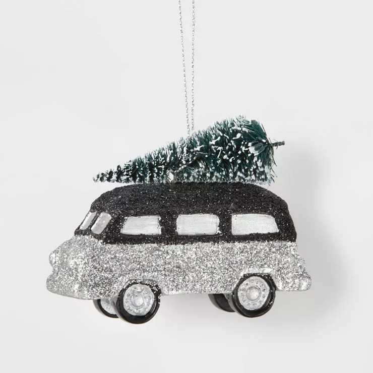 Glitter Van with Christmas Tree Ornament Black/Silver - Wondershop™ | Target