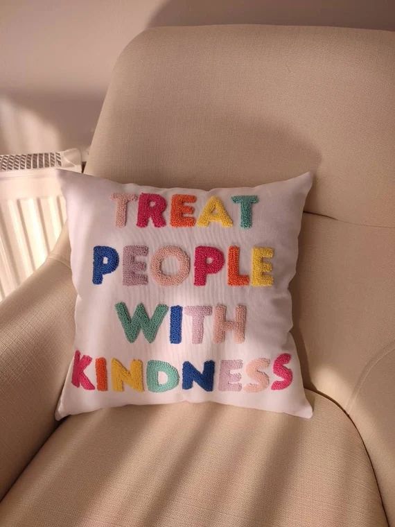 Handmade Punch Needle Pillow treat People With Kindness Harry - Etsy | Etsy (US)