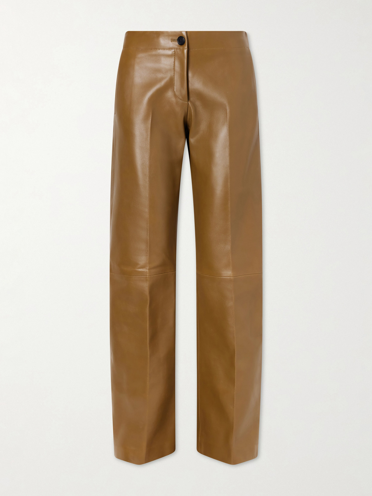KHAITE - Mita Leather Straight-leg Pants - Brown | NET-A-PORTER (US)