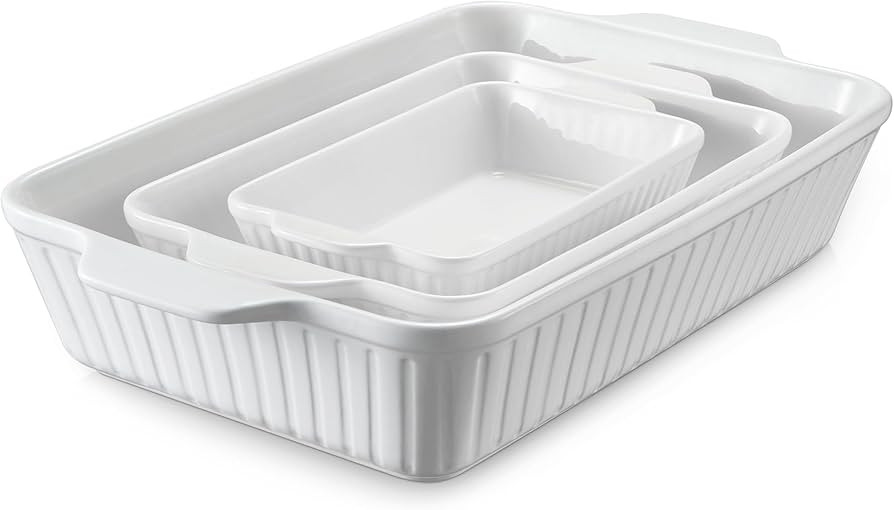 DOWAN Casserole Dishes for Oven, Baking Dishes Set, Ceramic Bakeware Sets of 3, Lasagna Pan Deep,... | Amazon (US)