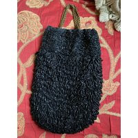 French Art Deco Black Beaded Handbag Purse | Etsy (US)