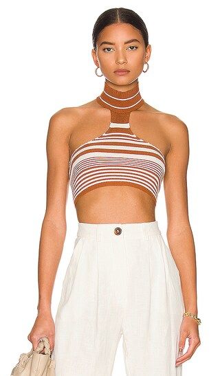 Kiara Backless Crop Top in Striped Brown | Revolve Clothing (Global)