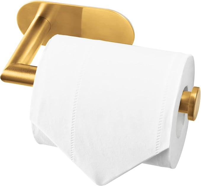 HITSLAM Gold Toilet Paper Holder Adhesive, Stainless Steel Self Adhesive Toilet Paper Roll Holder... | Amazon (US)
