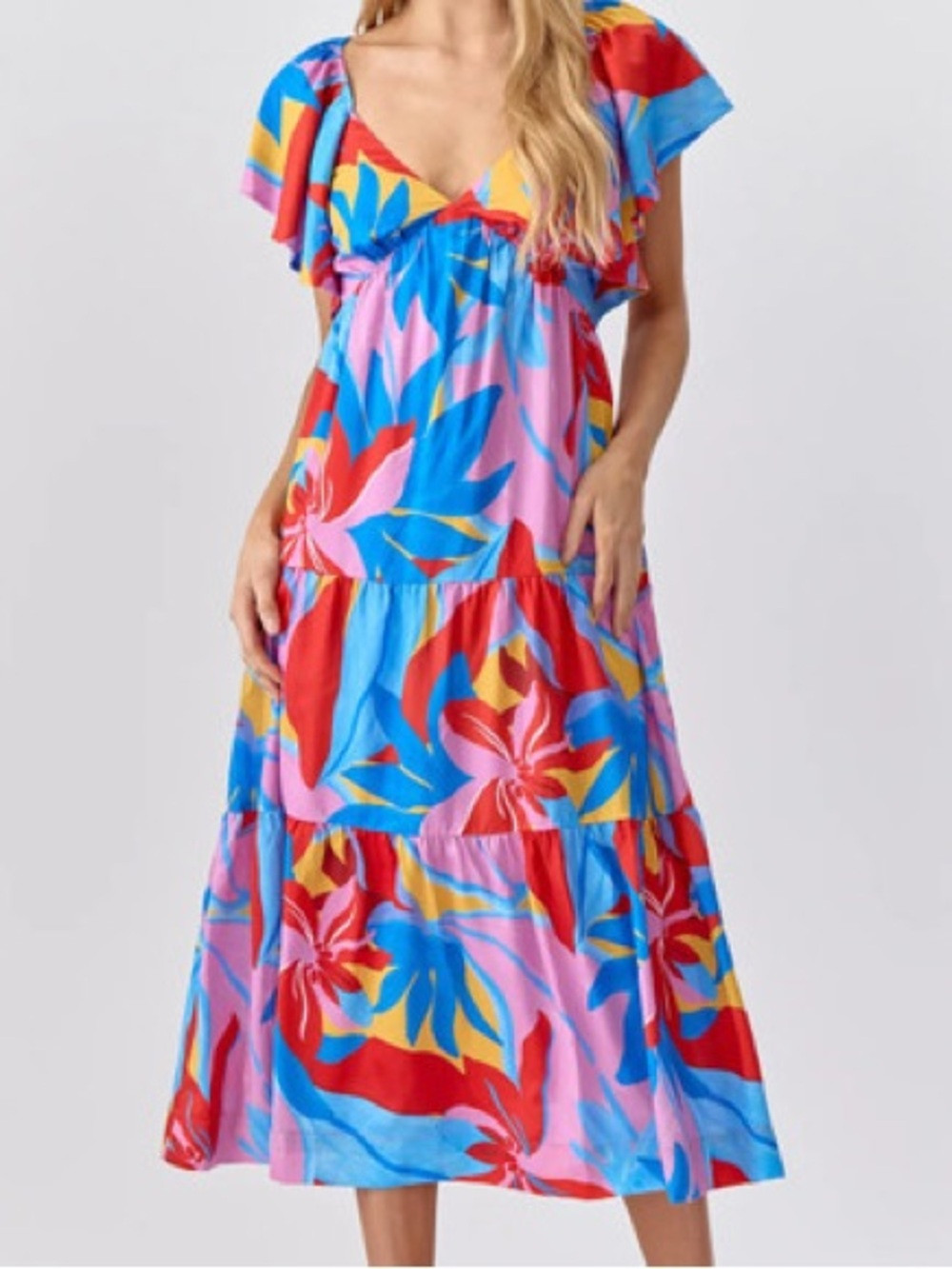 Adelyn Rae Bright Blue Pink Yellow Floral Dress | Poshmark