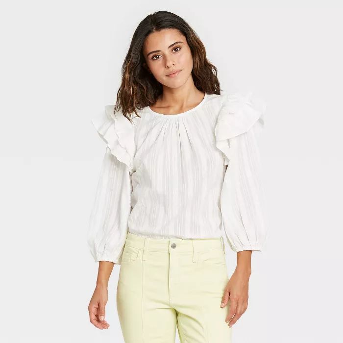 Women's Ruffle 3/4 Sleeve Blouse - Universal Thread™ | Target