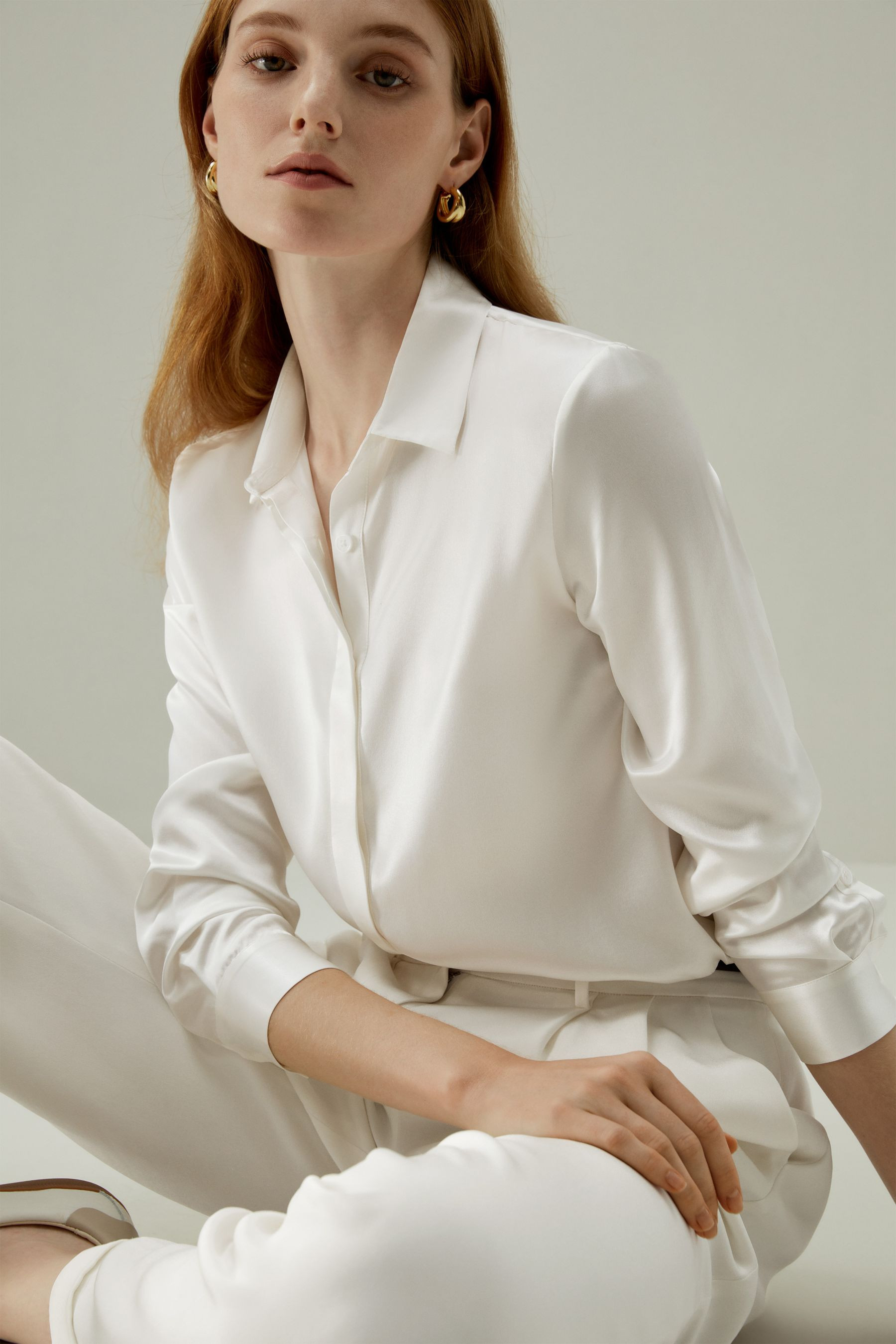 Basic Concealed Placket Silk Shirt | LilySilk
