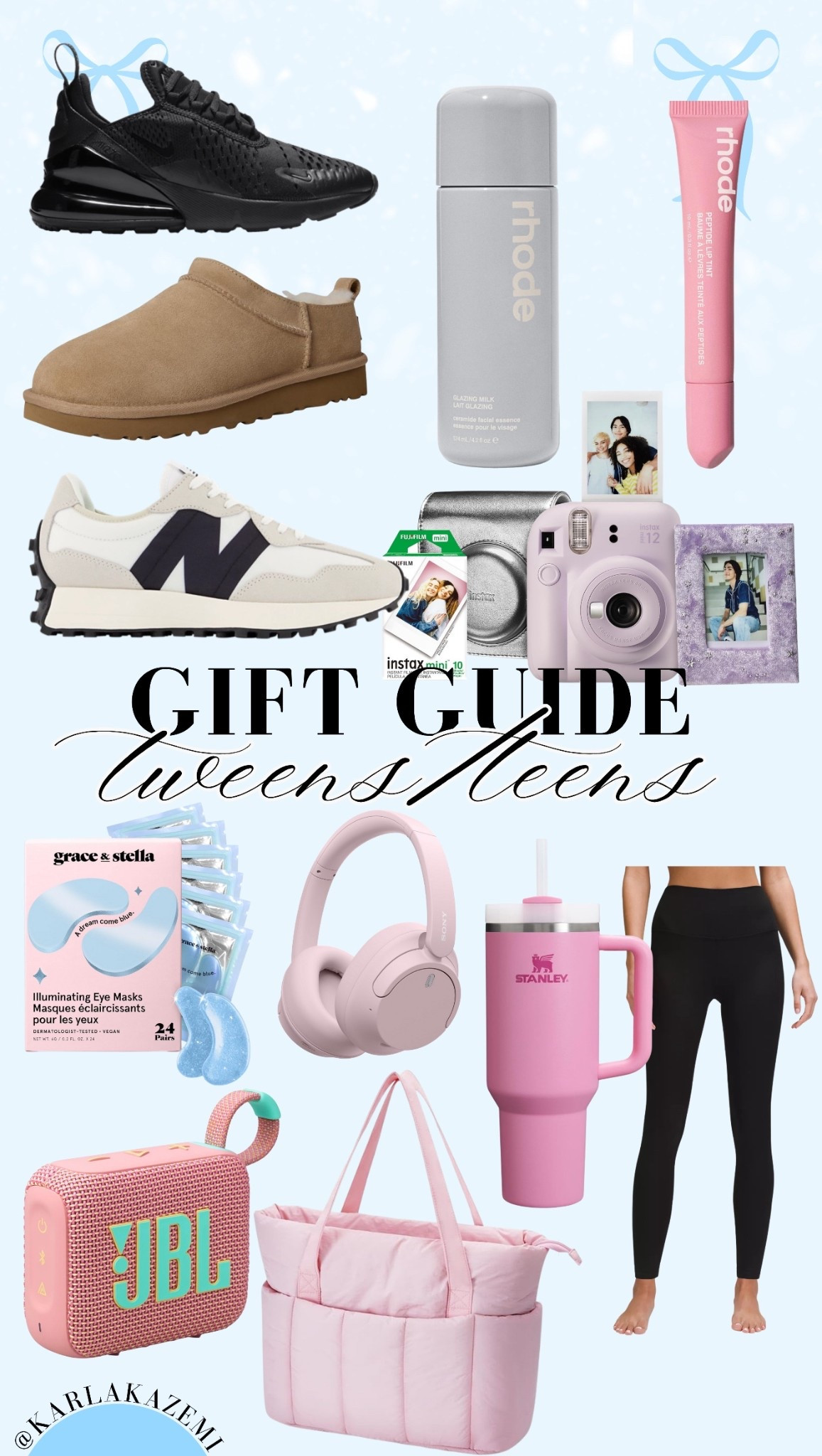 The PERFECT gift guide for Tween and Teen girls💕

I know my 9yo and my teen niece would kill over all of these! 

- rhode lippie
- rhode glazing milk
- micro UGGs
- New Balance sneakers
- air max Nike 270
- noise cancelling headphones
- Sony headphones
- under eye masks
- Stanley tumbler
- puffy bag
- Lulu lemon leggings
- waterproof Bluetooth speaker 
- Polaroid camera


Easy Christmas gifts, cute Christmas gifts for teens, teen girls gift guide, tween girl gift guide, ultimate guide guide for girls, gift guide for tween girl, gift guide for teen girls, must have gifts for teens, must have gifts for tweens, trending gifts for teens, trending gifts for tweens. 

#LTKGiftGuide #LTKBeauty #LTKHoliday