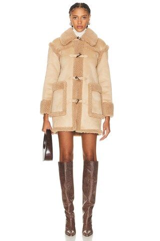 Moschino Jeans Eco Coat in Fantasy Print Beige | FWRD | FWRD 