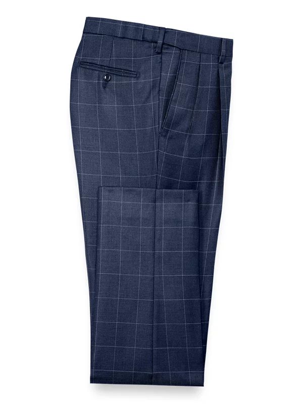 Tailored Fit Essential Wool Pleated Pants | Paul Fredrick MenStyle
