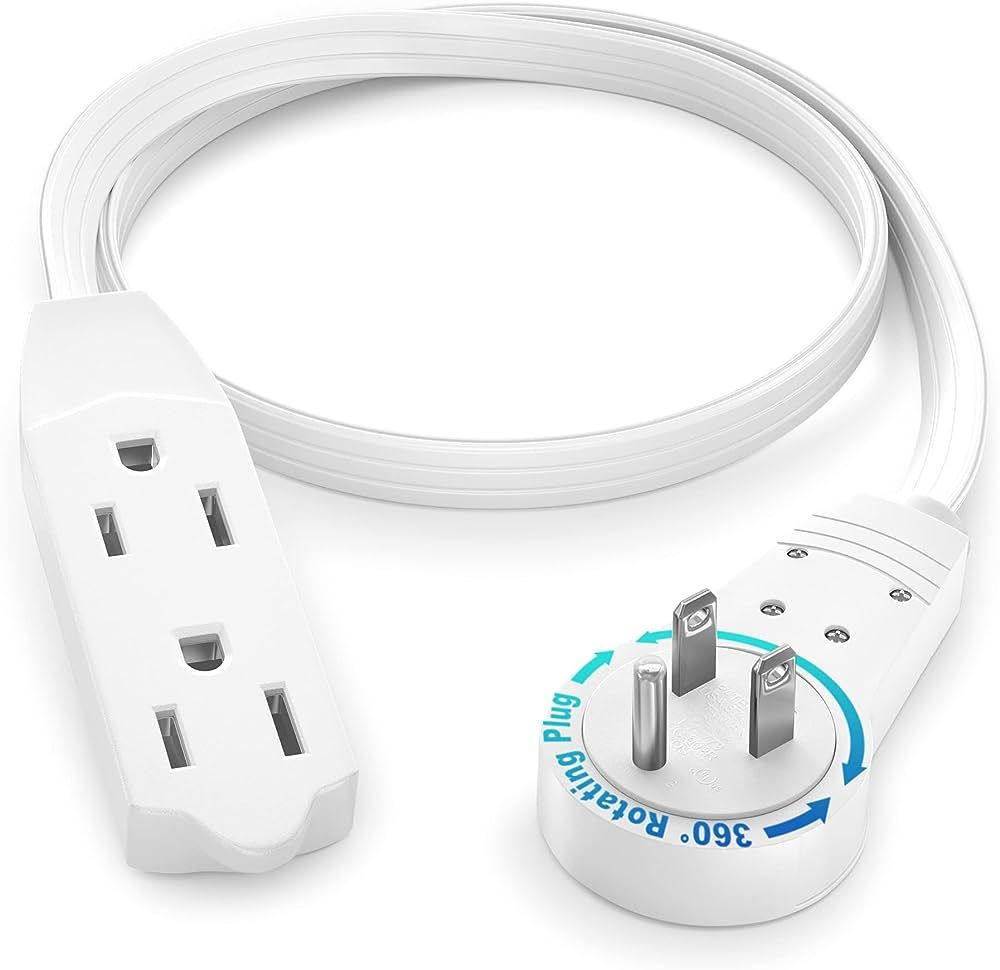 Maximm Extension Cord White Flat Multi Plug, 1 Ft - 360° Rotating Short Power Cords Multi Outlet... | Amazon (US)