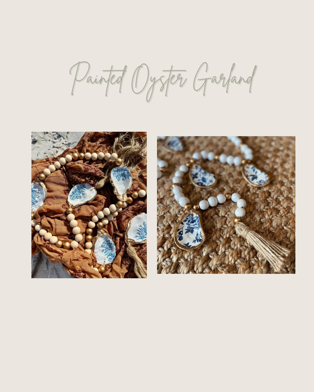 Painted Oyster Garland similar to what we are giving away on our Instagram: We love these for coastal decorating! 

 #LTKHome #LTKFindsUnder100