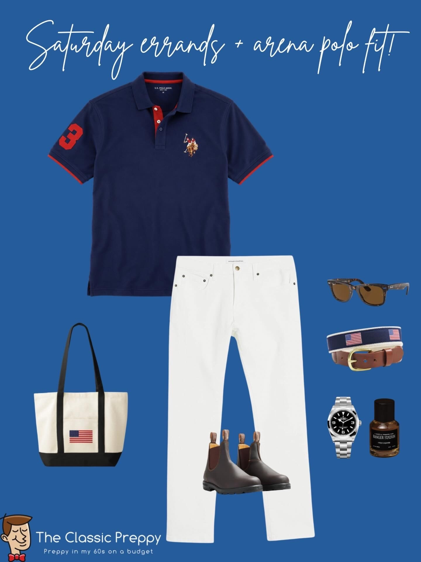 🐎🇺🇸 Saturday errands + arena polo under the lights.

The people voted for Shirt #1, so we’re leaning into a little red, white, and blue tonight.

👕 Navy polo: @uspoloassn
👖 White jeans: @amazonfashion 
👢 Chelsea boots: @blundstoneusa 
🇺🇸 Flag belt: @prestonbelts
🇺🇸 Flag tote
🌿 Fragrance: @rangerstation.co Sandalwood + Bergamot

Fun fact: U.S. Polo Assn. isn’t just inspired by polo—it’s the official brand of the United States Polo Association, and royalties from product sales help support the sport through youth programs, tournaments, and the continued growth of polo in the U.S.

Interested in @rangerstation.co fragrances, click the ShopMy link in bio. I have all the fragrances I wear + some cool candles! 

Now it’s time to trade errands for the polo grounds. 🏇🥂

#TheClassicPreppy #USPoloAssn #ArenaPolo #PreppyStyle AmericanaStyle
