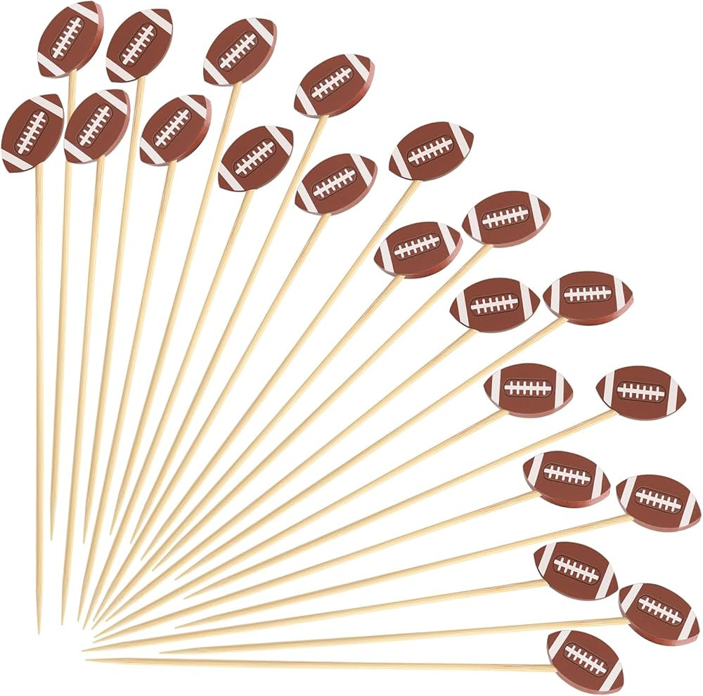 100 Football Cocktail Picks, Decorative Fancy Toothpicks for Appetizers Drinks Fruit Food, 4.7 IN... | Amazon (US)