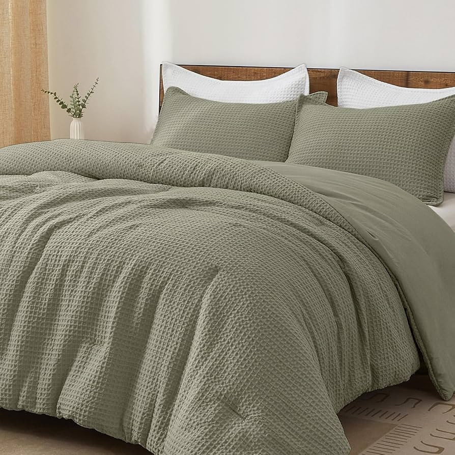 PHF Waffle Comforter Set King, Dusty Sage | Amazon (US)