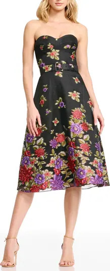 Carlita Belted Floral Strapless Cocktail Dress | Nordstrom