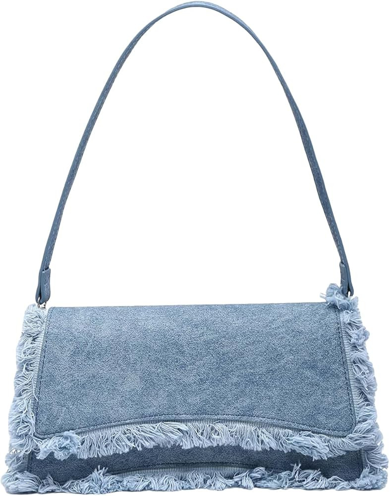 Verdusa Women's Flap Shoulder Bags Denim Handbags Underarm Satchel Handbag | Amazon (US)