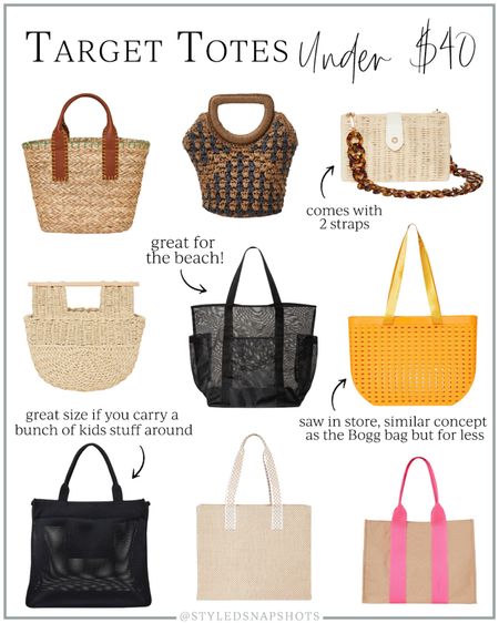 Target totes under $40 

Beach tote, vacation purse, summer tote

#LTKSeasonal #LTKtravel #LTKunder50
