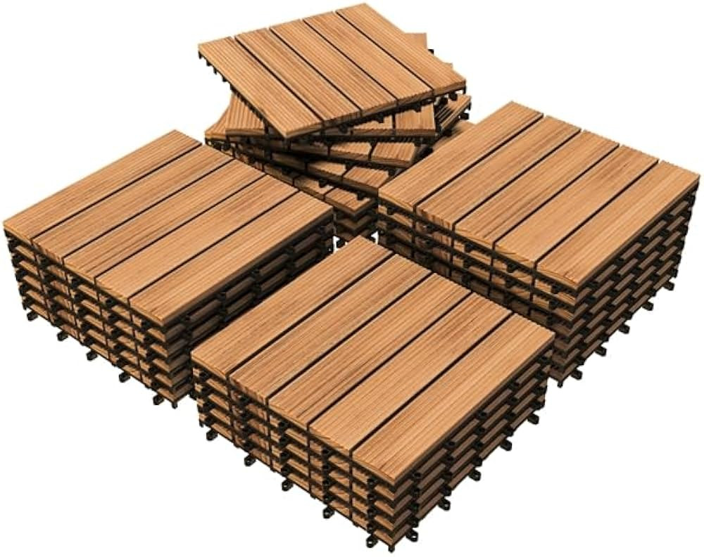 Yaheetech 27PCS Interlocking Patio Deck Tiles Outdoor Flooring for Garden Poolside Fir Wood Indoo... | Amazon (US)