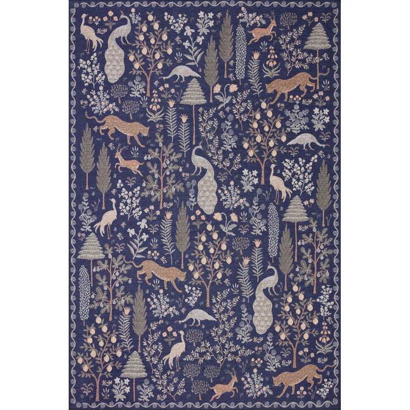 Menagerie Rifle Paper Co. x Loloi MEN-02 Forest Navy Rug | Wayfair North America