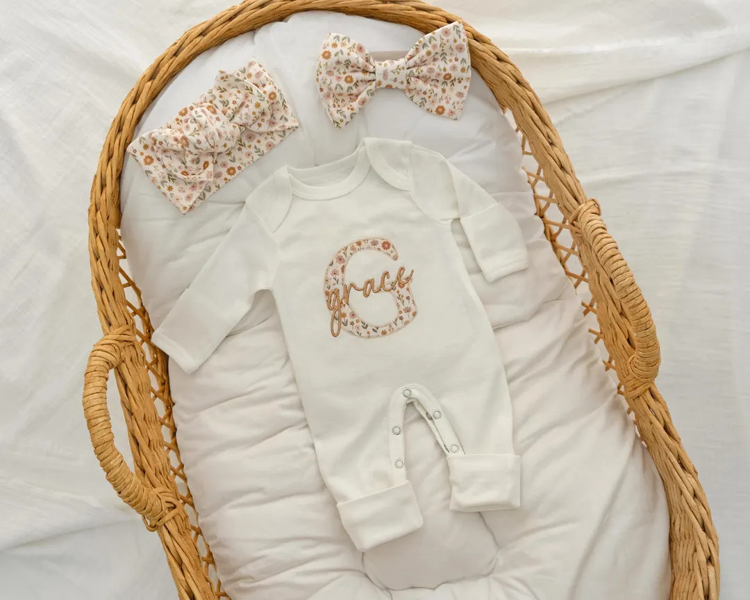 Baby Girl Coming Home Outfit, Baby Shower Gift, Newborn Baby Girl Outfit Personalized, Baby Girl ... | Etsy (US)