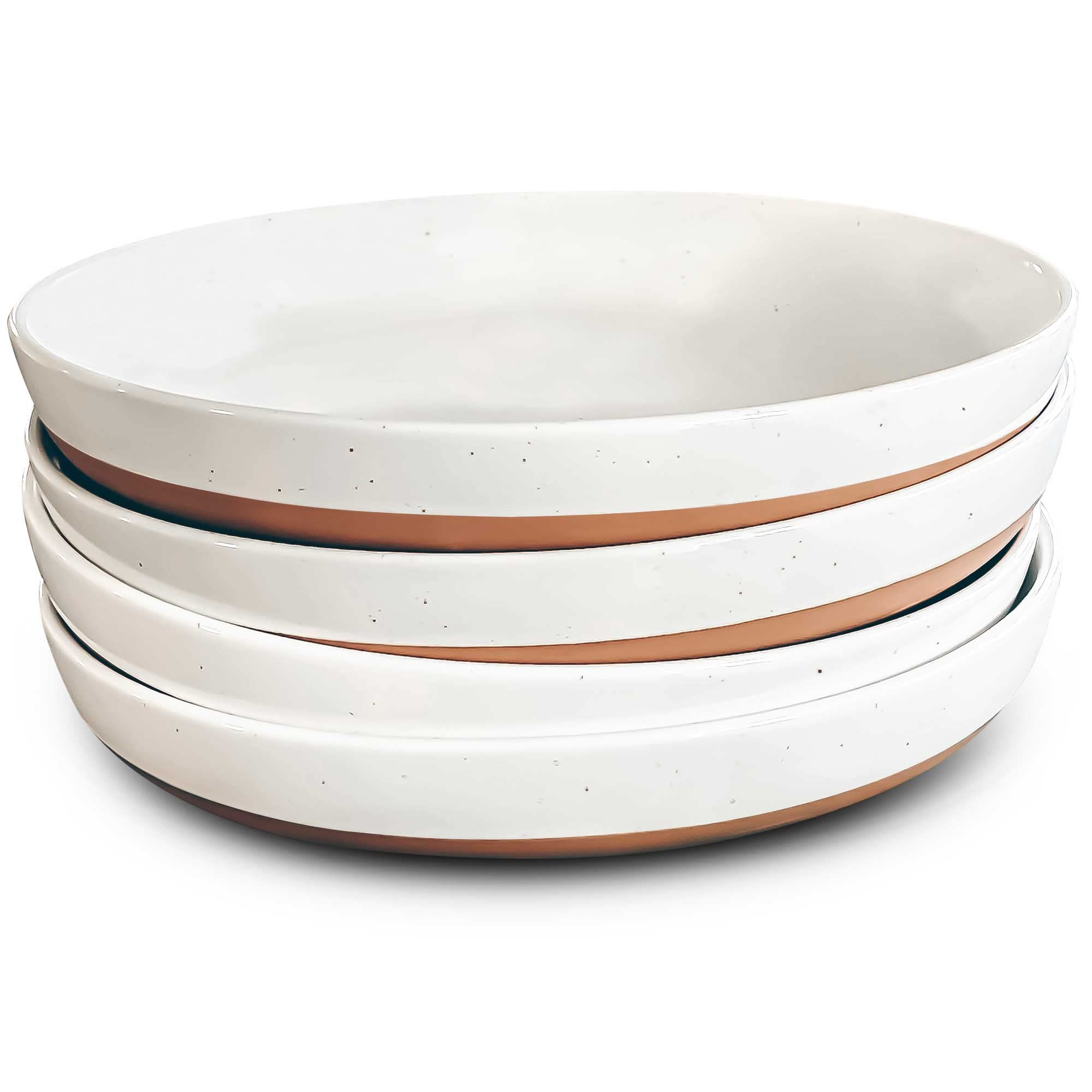 MORA Ceramic Flat Pasta Bowl Set of 4-35oz, Microwave Safe Plate with High Edge - Modern Porcelai... | Amazon (US)