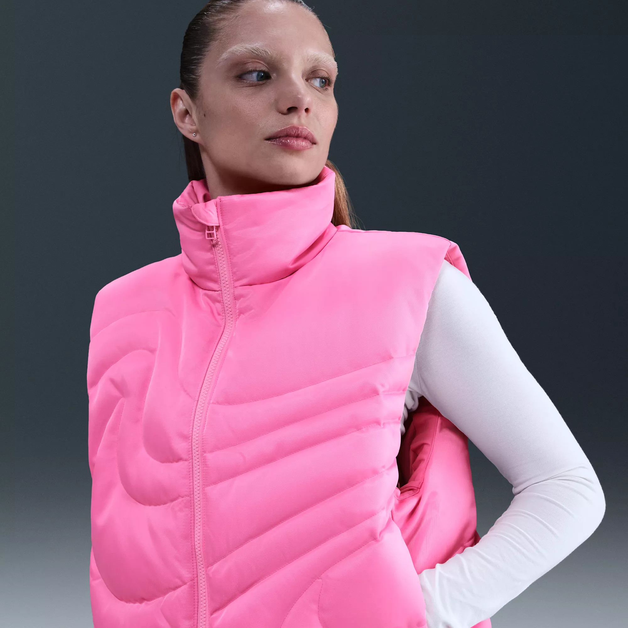 Nike Women's Sportswear Swoosh Series Oversized Down Vest, XS, Pink Spell | DICK'S Sporting Goods