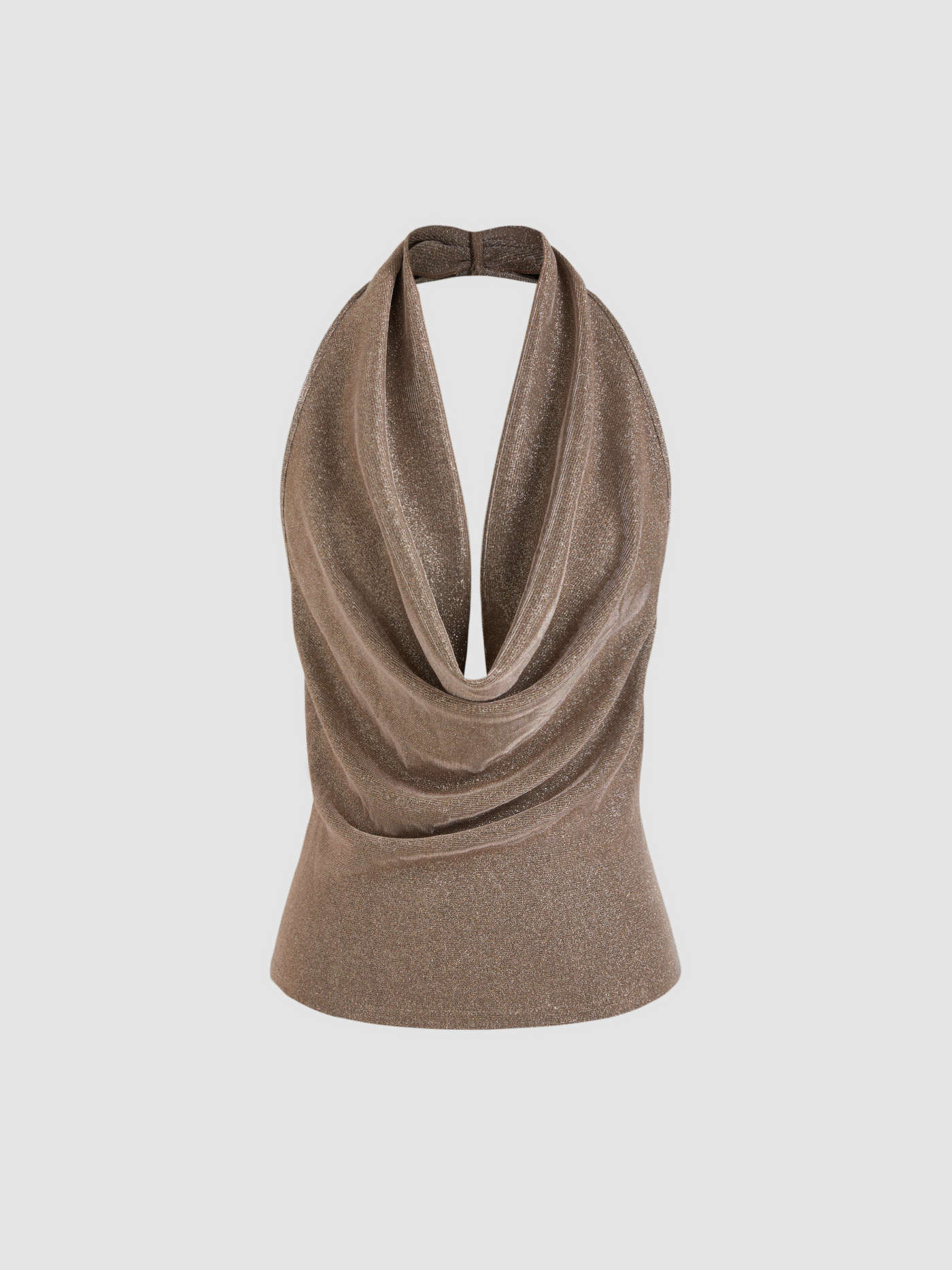 Metallic Metallic Halter Neckline Ruched Tank Top For Party/Clubbing Vacation | Cider