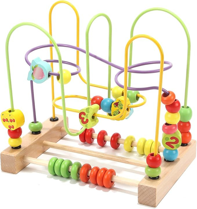 Wondertoys Bead Maze Toy for Kids Wooden Colorful Abacus Roller Coaster Educational Circle Toys B... | Amazon (US)
