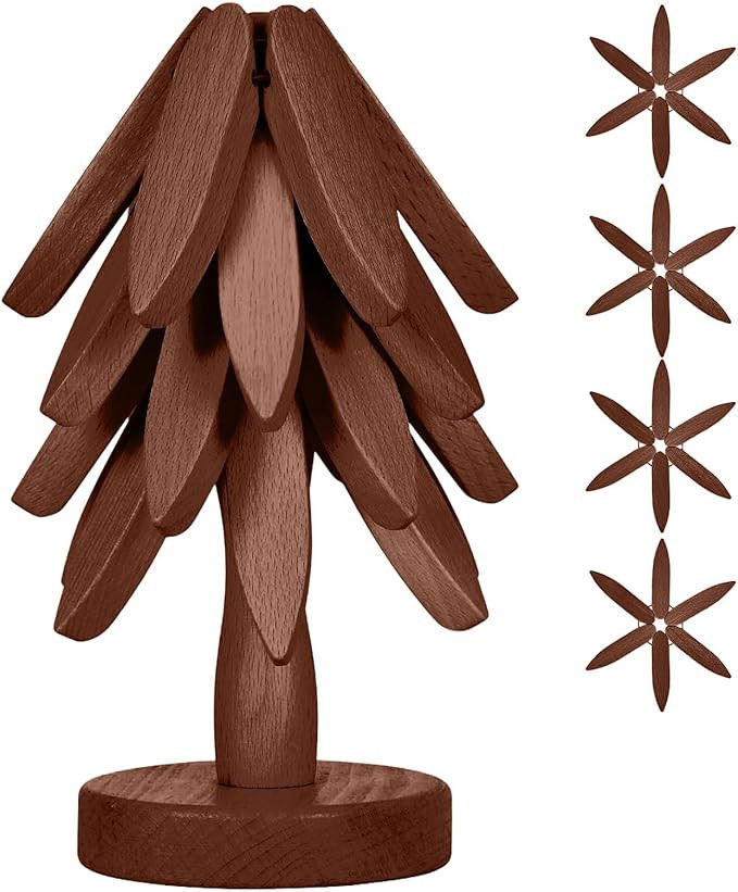 Wooden Trivets for Hot Dishes, Tree Shape Trivet Set, Foldable Kitchen Wooden Trivets, Tree Coast... | Amazon (US)