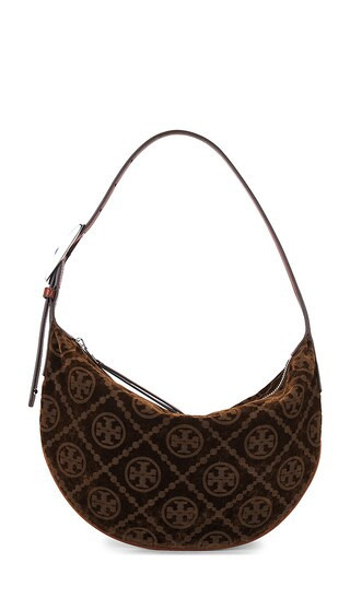 Tory Burch T Monogram Flocked Small Balloon Bag in Brown. | Revolve Clothing (Global)