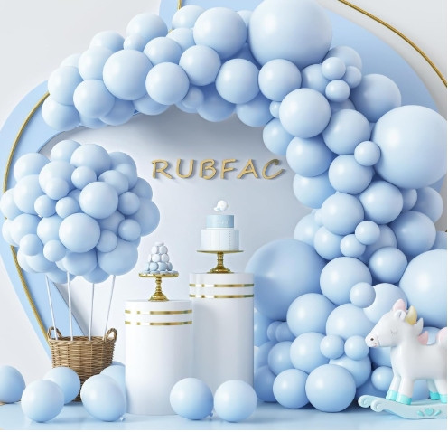 RUBFAC 129pcs Pastel Blue Balloons Different Sizes 18 12 10 5 Inch for Garland Arch, Light Blue Balloon for Birthday Baby Shower Gender Reveal Easter Wedding Party Decoration 

 #LTKdayinmylife #LTKActive #LTKU