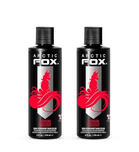 Arctic Fox Semi-Permanent Hair Dye, Vegan & Cruelty-Free, Vibrant Red Color, Ammonia-Free, Peroxide-Free, Conditioning Formula, For All Hair Types, Poison, 8 Fl Oz (Pack of 2) | Amazon (US)