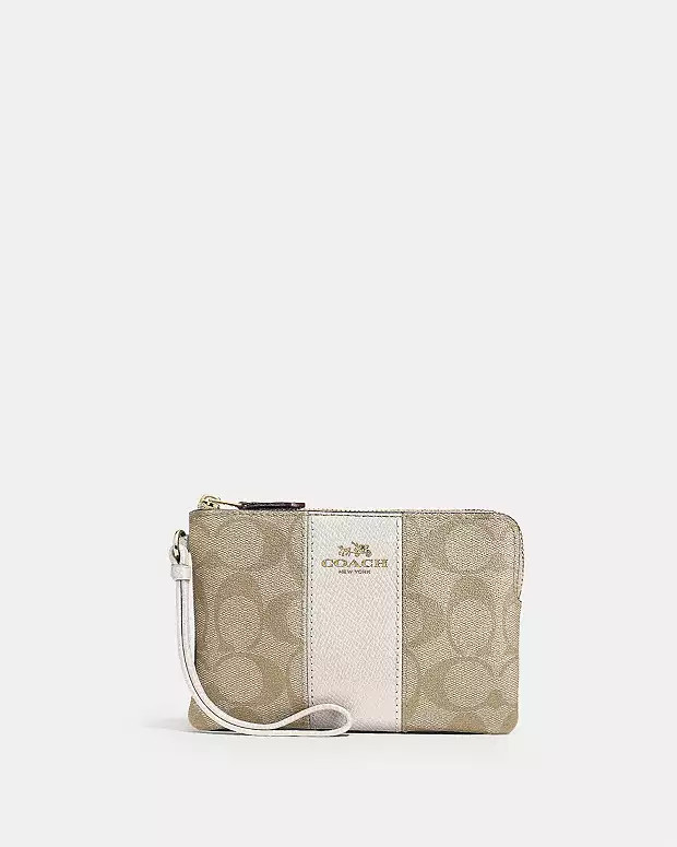 Corner Zip Wristlet In Signature Canvas | Coach Outlet US