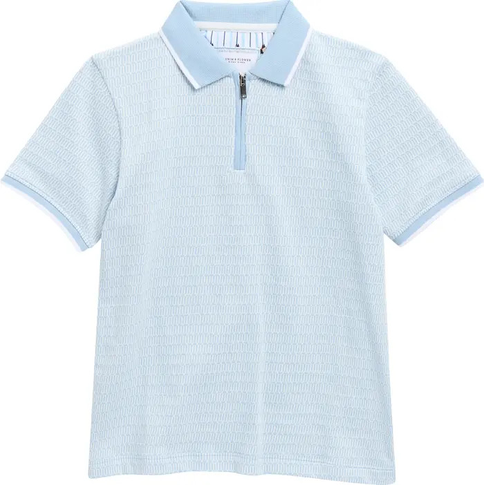 DENIM AND FLOWER Kids' Geometric Quarter Zip Knit Polo | Nordstromrack | Nordstrom Rack