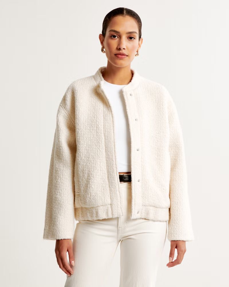 Women's Wool-Blend Bomber Jacket | Women's New Arrivals | Abercrombie.com | Abercrombie & Fitch (US)
