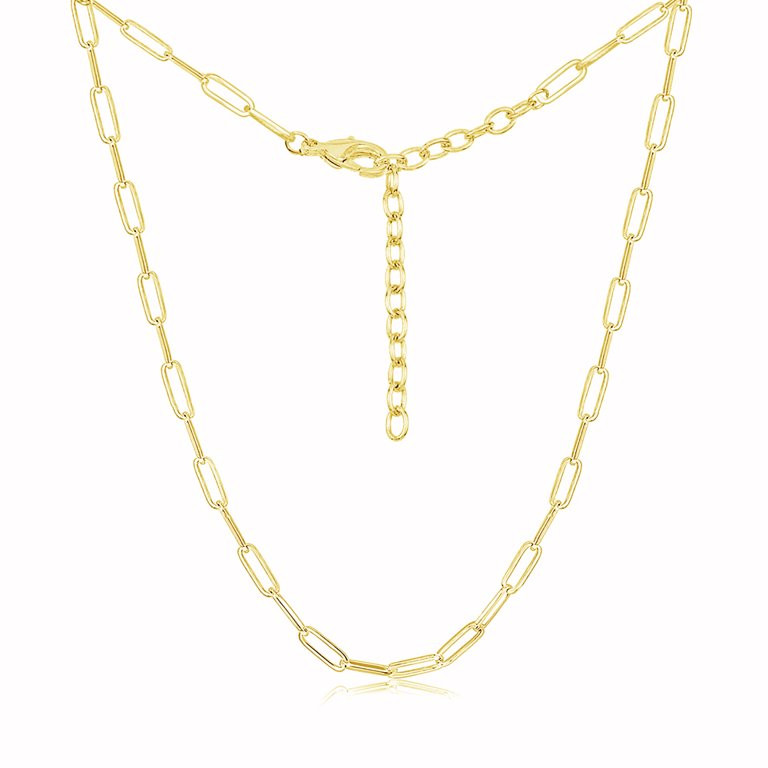 Yellow Gold Plated over Brass Paperclip Link Chain Necklace Jewelry for Women 2.7x9.5 mm link, 17... | Walmart (US)