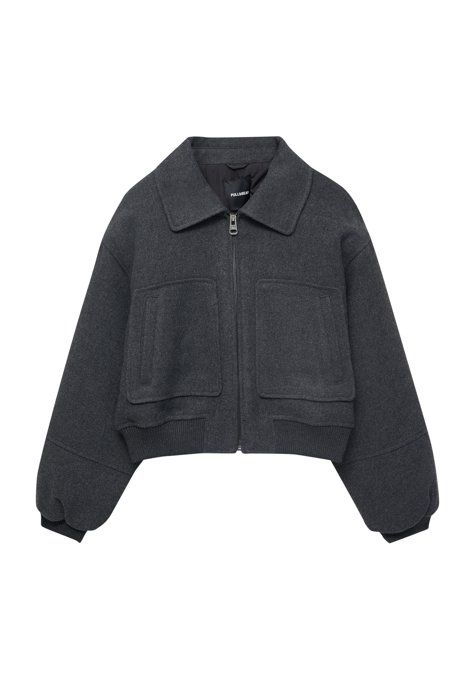 Cropped felt texture jacket | PULL and BEAR UK