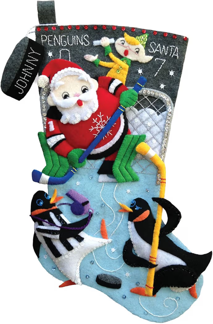 Pond Hockey 18" Felt Christmas Stocking Kit | Amazon (US)