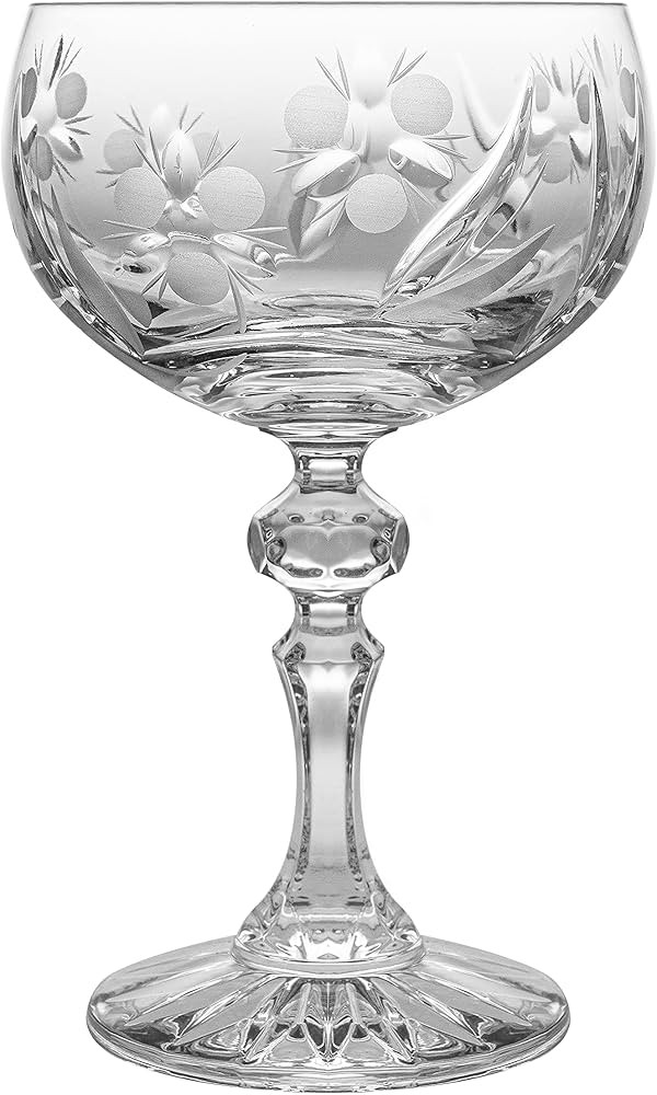Barski Champagne Glasses - Flute - Saucer - Belle Coupe - Set of 6 Glasses - Hand Cut Crystal - B... | Amazon (US)