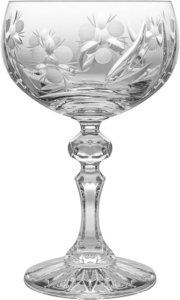 Barski Champagne Glasses - Flute - Saucer - Belle Coupe - Set of 6 Glasses - Hand Cut Crystal - B... | Amazon (US)