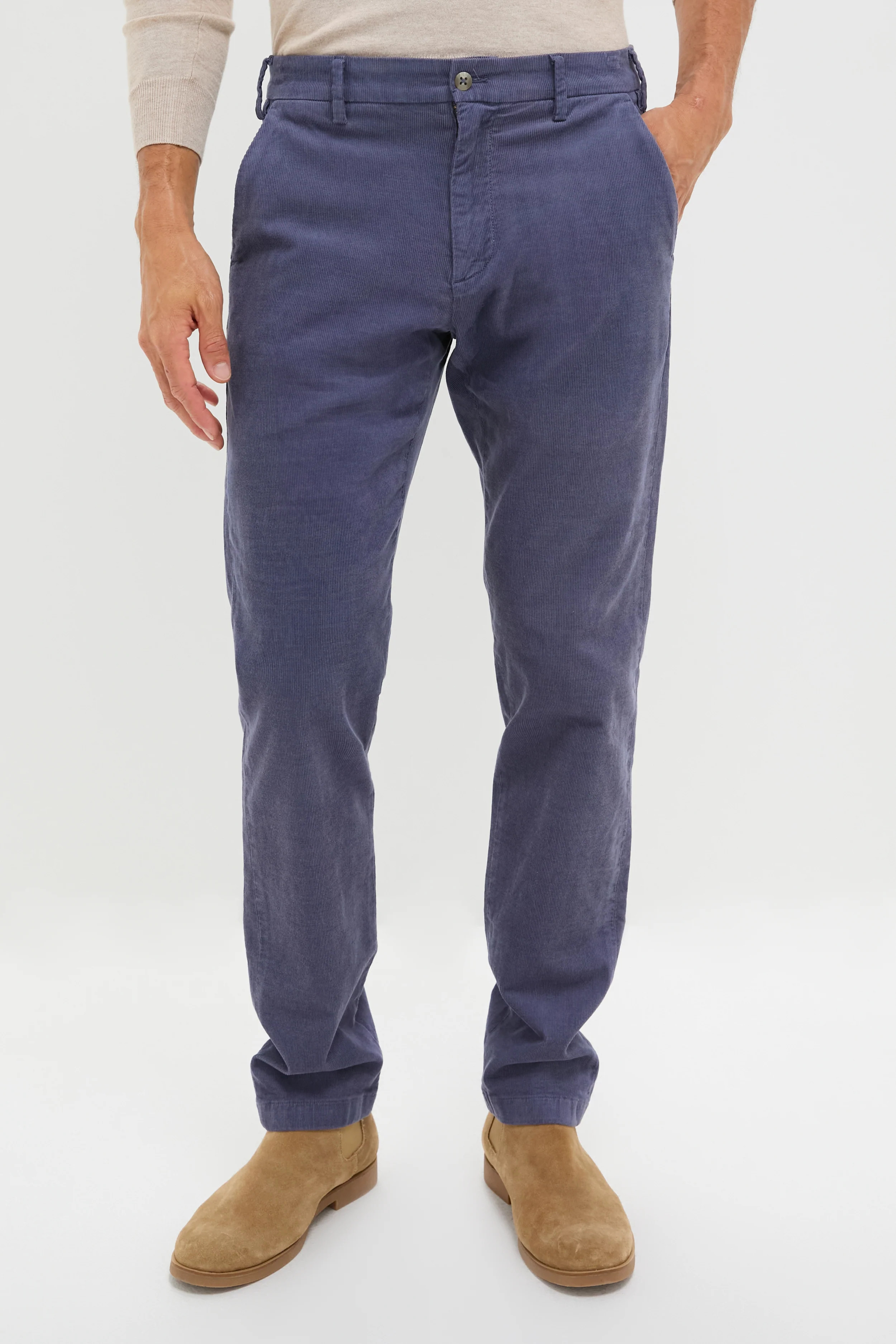 Blue Haze Superior Soft Corduroy Flat Front Trouser | Tuckernuck (US)